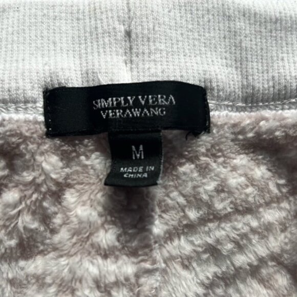 Simply Vera Vera Wang Plush Fleece Drawstring Sleep Pants Cream Snowflake - Sz M - Picture 5 of 5